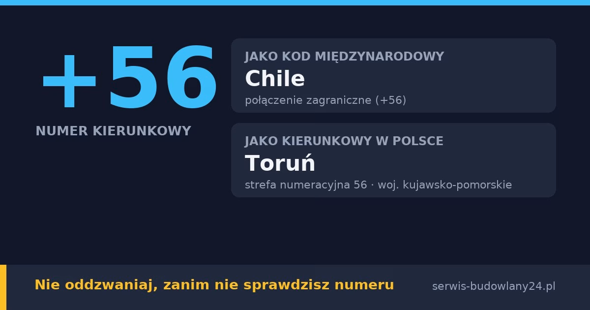 Kierunkowy 56, jaki kraj i jakie miasto? Chile i Toruń
