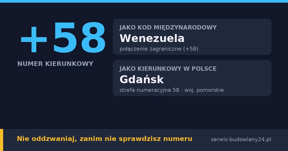 Kierunkowy 58, jaki kraj i jakie miasto? Wenezuela i Gdańsk